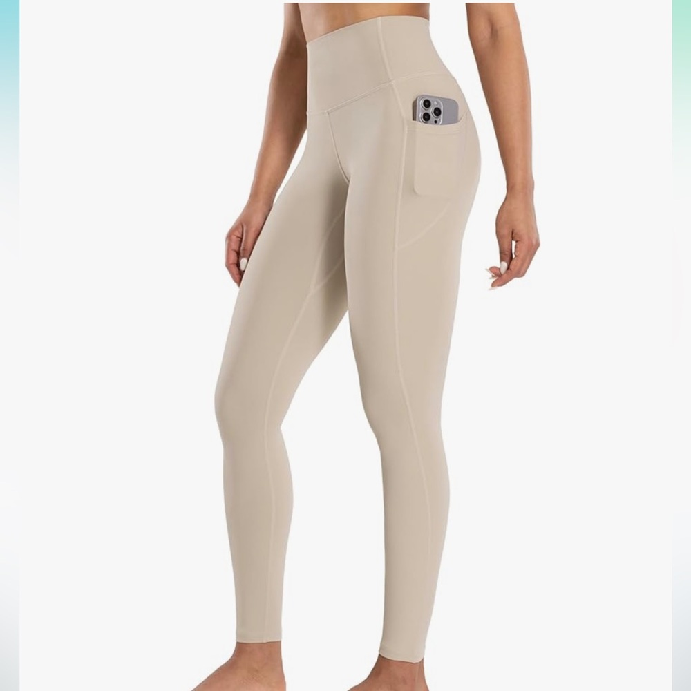 Amazon Cream High-Waisted Leggings 🌟